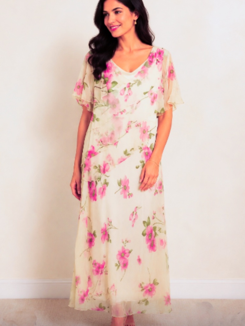 Cattiva 100% Silk Floral Dress Size 10